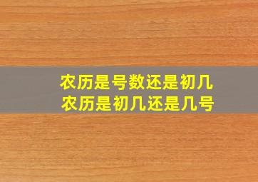 农历是号数还是初几 农历是初几还是几号